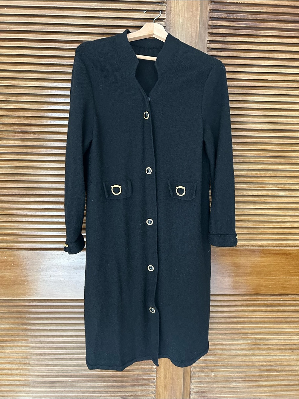 Vintage black knit long cardigan coat size S/M